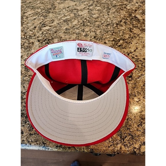 Texas Rangers 100% Wool Hat Size 7 5/8 Fitted Red Diamond New Era Pro 5950 USA - Picture 5 of 6